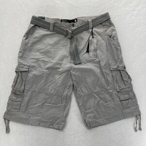 Five Elementz Baggy Cargo Shorts Mens 44 Gray Relaxed Fit Belted Y2K Vintage NWT